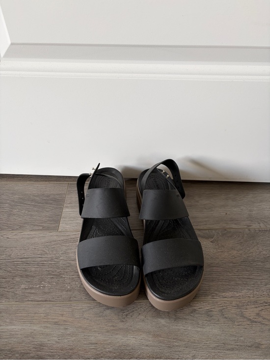 CROCS Shoes - CROCS Black Sandals with Tan Platform Sole